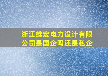 浙江维宏电力设计有限公司是国企吗还是私企