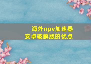 海外npv加速器安卓破解版的优点