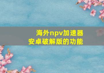 海外npv加速器安卓破解版的功能