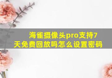 海雀摄像头pro支持7天免费回放吗怎么设置密码