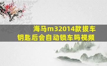 海马m32014款拔车钥匙后会自动锁车吗视频