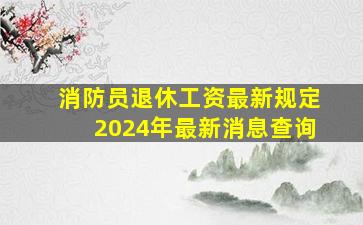 消防员退休工资最新规定2024年最新消息查询