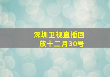 深圳卫视直播回放十二月30号