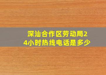 深汕合作区劳动局24小时热线电话是多少