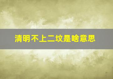 清明不上二坟是啥意思