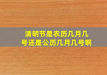 清明节是农历几月几号还是公历几月几号啊