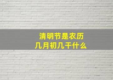 清明节是农历几月初几干什么