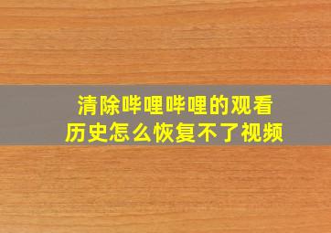 清除哔哩哔哩的观看历史怎么恢复不了视频