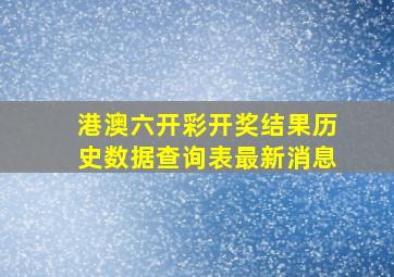 港澳六开彩开奖结果历史数据查询表最新消息