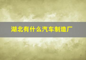 湖北有什么汽车制造厂