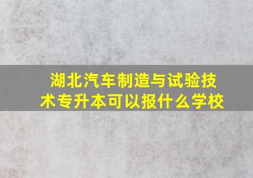 湖北汽车制造与试验技术专升本可以报什么学校