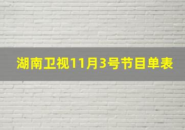 湖南卫视11月3号节目单表