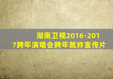 湖南卫视2016-2017跨年演唱会跨年就帅宣传片