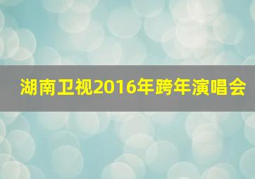 湖南卫视2016年跨年演唱会