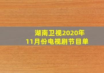 湖南卫视2020年11月份电视剧节目单