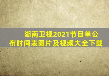 湖南卫视2021节目单公布时间表图片及视频大全下载