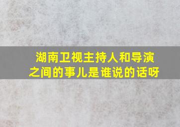 湖南卫视主持人和导演之间的事儿是谁说的话呀