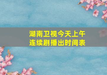 湖南卫视今天上午连续剧播出时间表