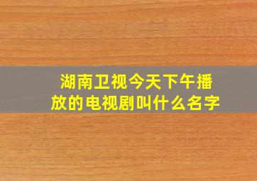 湖南卫视今天下午播放的电视剧叫什么名字