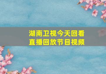 湖南卫视今天回看直播回放节目视频