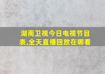 湖南卫视今日电视节目表,全天直播回放在哪看