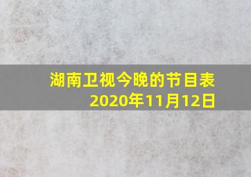 湖南卫视今晚的节目表2020年11月12日