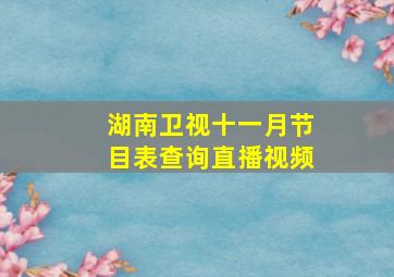 湖南卫视十一月节目表查询直播视频