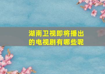 湖南卫视即将播出的电视剧有哪些呢