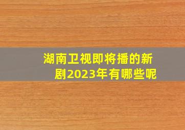 湖南卫视即将播的新剧2023年有哪些呢