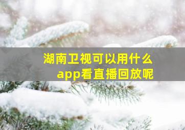 湖南卫视可以用什么app看直播回放呢