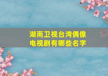 湖南卫视台湾偶像电视剧有哪些名字