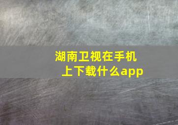 湖南卫视在手机上下载什么app