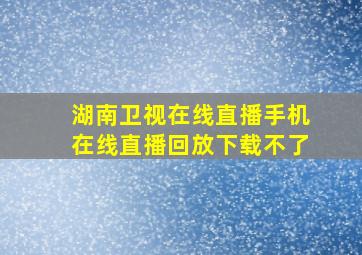 湖南卫视在线直播手机在线直播回放下载不了