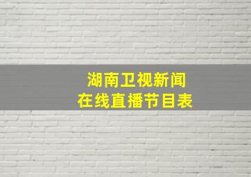 湖南卫视新闻在线直播节目表