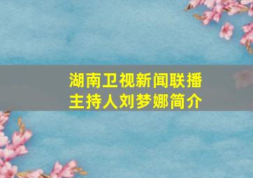 湖南卫视新闻联播主持人刘梦娜简介