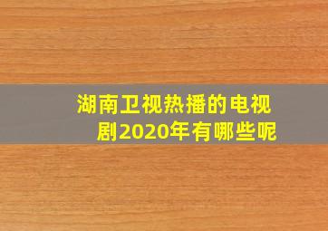 湖南卫视热播的电视剧2020年有哪些呢