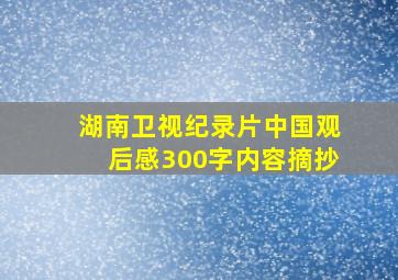 湖南卫视纪录片中国观后感300字内容摘抄