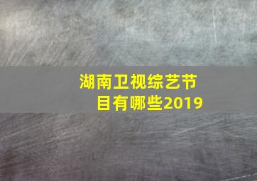 湖南卫视综艺节目有哪些2019