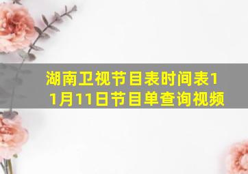 湖南卫视节目表时间表11月11日节目单查询视频