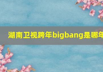 湖南卫视跨年bigbang是哪年