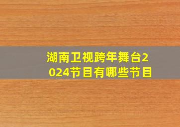 湖南卫视跨年舞台2024节目有哪些节目