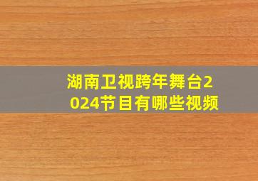 湖南卫视跨年舞台2024节目有哪些视频