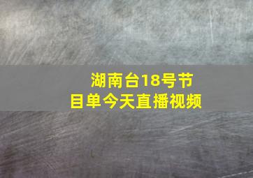 湖南台18号节目单今天直播视频