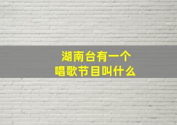 湖南台有一个唱歌节目叫什么