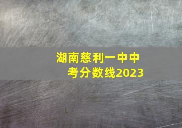 湖南慈利一中中考分数线2023