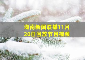 湖南新闻联播11月20日回放节目视频