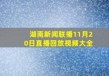 湖南新闻联播11月20日直播回放视频大全