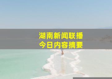 湖南新闻联播今日内容摘要