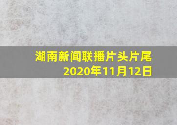 湖南新闻联播片头片尾2020年11月12日