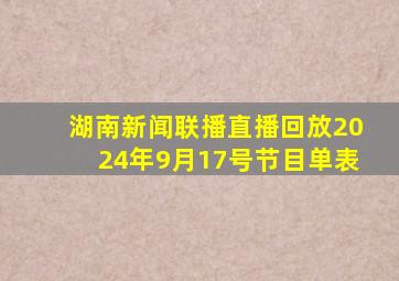 湖南新闻联播直播回放2024年9月17号节目单表